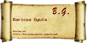Baricsa Gyula névjegykártya